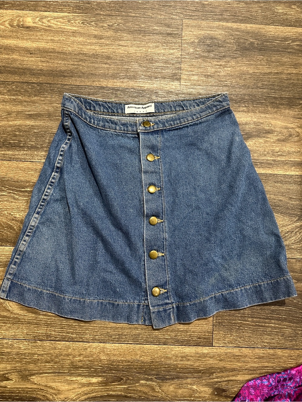 American Apparel Blue Denim Button-Front A-Line Skirt